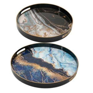 Juego de dos pegatinas esmaltadas impresas, precio asequible, bandeja de metal, mesa para fiesta de boda, diseño hecho a mano, bandeja para servir - Product Image 1