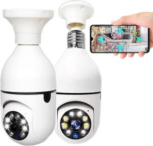 无线安全摄像头室内360全景灯泡摄像头全高清1080P家庭WiFi摄像头家庭婴儿宠物监视器 - Product Image 1