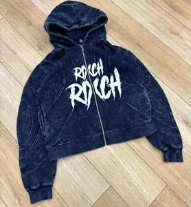 Venta al por mayor de alta calidad de personalización Unisex impreso lavado ácido peso pesado Rhinestone desgastado Sun Faded Hoodie - Product Image 2