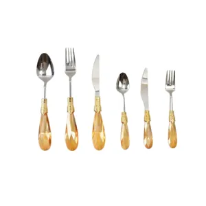 Hot Selling Products Designer Factory Price Two Ton Silver & Gold Plated Modern Flatware Set for Restaurant Dinner Equipment