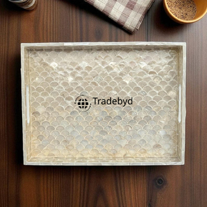 Tradebyd Modern MOP Inlay Tray Bandeja decorativa hecha a mano de calidad premium para estilo y exhibición de mesa - Product Image 3