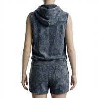 Ensemble short et sweat à capuche sans manches NAIMAT ABBAS pour homme, 100 % coton molletonné, délavé à l'acide, gilet zippé respirant et durable, séchage rapide