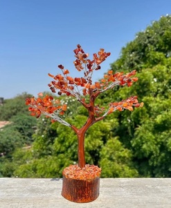 Arbre en pierre de cornaline rouge certifiée, 300 perles, arbre en cristal, arbre en pierre, objet de décoration, cristal de guérison Reiki, décoration d'intérieur - Product Image 3