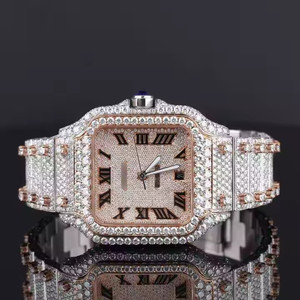 Orologio da <span class=keywords><strong>uomo</strong></span> di lusso in acciaio inossidabile romano quadrante quadrato ghiacciato giappone movimento Moissanite realizzato orologio elegante Look per <span class=keywords><strong>uomo</strong></span> <span class=keywords><strong>donna</strong></span> - Product Image 4
