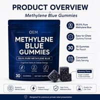 Bonbons gommeux antioxydants sans gluten au bleu de méthylène 5 mg, marque privée OEM, emballage personnalisé, pour l'énergie, la mémoire, la concentration et la santé cérébrale des adultes