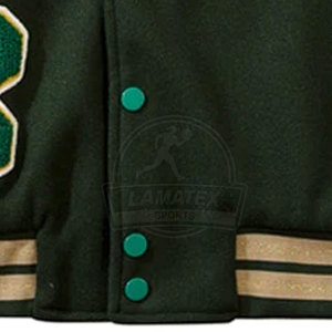 Nouvelle collection : Blouson universitaire d'hiver en cuir premium avec capuche, col montant, logo frontal, finition élégante et écologique - Product Image 5