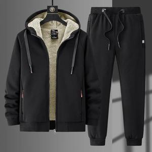 Bas quantité minimale de commande épais polaire à capuche haut et pantalon évasé empilé deux pièces ensemble chaud tenue décontractée pour l'hiver Streetwear mode sweats à capuche - Product Image 3