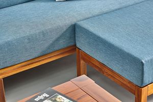 Sofá seccional modular con marco de madera de teca de estilo clásico simple con tela cómoda para sala de estar, juego de sofá de jardín - Product Image 6