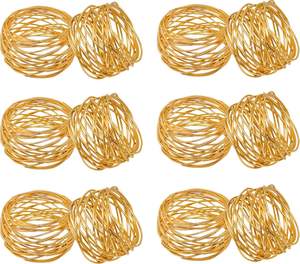 Porte-serviette de luxe doré 1 pièce ronds de serviette en métal avec design élégant en fil d'or - Product Image 6