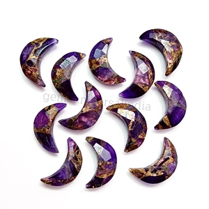 Piedra preciosa con forma de luna facetada de amatista de cobre, Briolette de luna creciente de amatista natural, cuentas sueltas talladas a mano para joyería de 16mm - Product Image 2