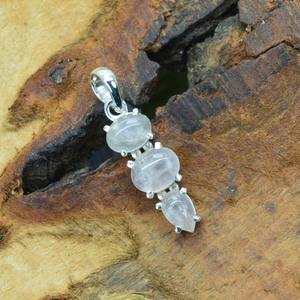 925 argent massif classique pendentif bijoux pour femmes 925 argent Sterling Rose Quartz pierre précieuse Boho Style fait à la main pendentif cadeau - Product Image 4