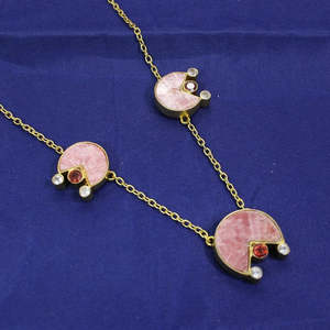 Collar de cadenas finas de estilo religioso de moda, granate de Rodocrosita, cristal de cuarzo, joyería de regalo de latón - Product Image 2