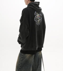 ผลิตชุดวอร์มฮู้ดดี้ผ้าเทอร์รี่คอตตอน 100% แบบสั่งทำพิเศษ ดีไซน์ปักลาย สีตัดกัน ระบายอากาศได้ดี สไตล์ลำลองสีดำ - Product Image 6