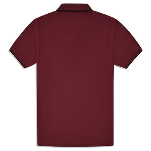 100% algodón de alta calidad ecológico hombres Casual patrón sólido granate liso teñido Piqué para diseño de camisa Polo - Product Image 4