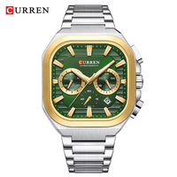 Montre à quartz pour homme, boîtier carré, bracelet en acier inoxydable, cadran de 41 mm, résistante à l'eau, montre de sport pour affaires