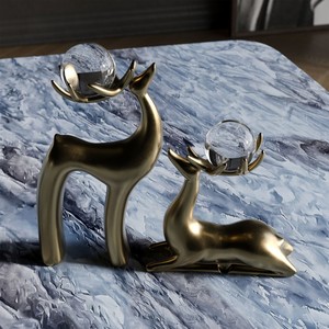 Attrape-soleil en céramique dorée en forme de cerf, décoration moderne de Noël, 25 cm, fabriqué en Italie, Optima Trade Srl - Product Image 2
