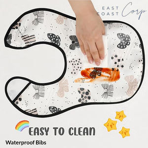 Baberos de algodón orgánico impermeables, supersuaves y ajustables con cierre a presión para bebés - Product Image 3