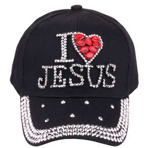 Casquette de baseball en jean pour femmes en gros J'aime Jésus Chapeaux Jésus Lettre Strass Bling Chapeau Strass Casquettes Jésus Casquettes de baseball Chapeau - Product Image 6