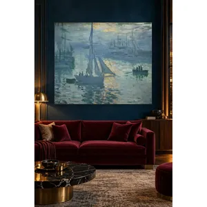 Impresión en lienzo de Fida Claude Monet: Amanecer en un puerto neblinado - Product Image 5