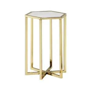 Gran Venta de diseño de alambre de hierro hecho a mano, mesa anidada chapada en oro, tapa de mármol para Hotel, hogar, sala de estar, taburete lateral, mesas de centro - Product Image 1