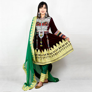 Vestido de cola larga Rosa Kuchi hermosa boda afgana Formal Pakistán Salwar Kameez vestido tradicional Banjara de WS INTERNATIONAL - Product Image 2