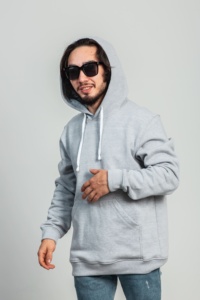 Sweat-shirt à capuche unisexe rouge, coupe classique, en coton tricoté, couleur unie, vêtement décontracté pour l'automne, IMRON 330-350g - Product Image 2
