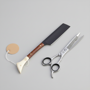 Navaja de Afeitar Recta de Acero Inoxidable, Negra, Mango de Madera, Hoja de Filo Plano, Funda de Cuero, Grado Industrial OEM, Ideal para Barberos - Product Image 4