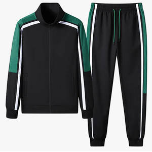 Survêtement de jogging personnalisé pour hommes marque privée ensemble de 2 pièces respirant coton/polyester poche réfléchissante fermeture éclair solide - Product Image 1