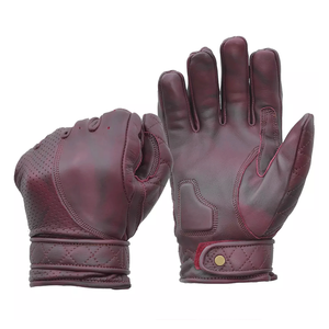 Guantes cortos de moto para hombre de cuero genuino encerado púrpura Oxblood, ropa de carreras de automóviles impresa para invierno, nombre de equipo personalizado - Product Image 2