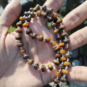 Natural <b>Tiger's</b> <b>Eye</b> Gemstone Round Ball Loose Spacer Beads Silver Plated Classic Style for Women Men Children-Gift - Product Image 2