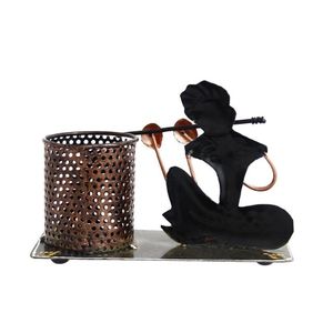 Krishna con flauta hierro Metal barco forma diseño minimalista ligero y duradero soporte de pluma multicolor decoración del hogar para escritorio de estudio - Product Image 4