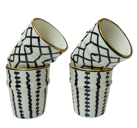 Verres à thé en céramique émaillée marocaine faite à la main avec bordure dorée personnalisée OEM 10 pièces Beldi poterie et tasses en émail