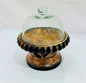 <b>Cake</b> <b>Stand</b> with <b>Dome</b> Lid Elegant Curved Footed Wooden <b>Cake</b> Holder Round Covered <b>Cake</b> <b>Stand</b> Versatile Glass <b>Dome</b> for Decorating - Product Image 3