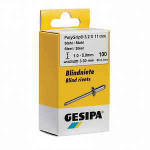 GESIPA Juego de 50 Remaches Ciegos PolyGrip con Vástago de Acero, Tamaño 4.8 x 15 mm, para Manualidades y Aficiones - Product Image 3