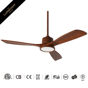 Plafonnier avec ventilateur 52 pouces, pales en bois de noyer, commande par application, moteur DC silencieux, 6 vitesses pour chambre à coucher - Product Image 1