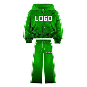 Ropa de calle polar de algodón, chándales holgados, conjunto de Jogger desgastado, chándal de lavado ácido DTG pesado personalizado para hombres - Product Image 1