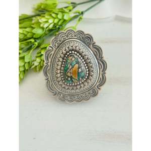 Anillo Ajustable Arnold Blackgoat con Turquesa Verde Rara del Lago Carico y Plata de Ley, Ideal para Regalo - Product Image 1