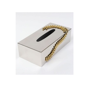 Servilletero de diseño más nuevo en caja de almacenamiento de pañuelos de acero inoxidable y aluminio para uso en mesa de comedor - Product Image 1