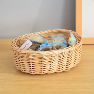 Handwoven Oval Bamboo Storage <b>Basket</b> Woven Fruit Tray Eco-Friendly Multifunction Organizer for Kitchen <b>Food</b> Storage - Product Image 4