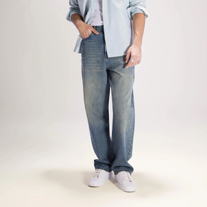 กางเกงยีนส์สีน้ำเงินของผู้ชายคุณภาพสูงกางเกงยีนส์ทรงหลวมผ่าตรงเอวกลางแบบทางการสำหรับฤดูใบไม้ผลิฤดูใบไม้ร่วง - Product Image 2