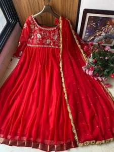 Nuevo diseñador tradicional bordado Anarkali vestido buena calidad bordado Georgette traje pesado Georgette (completamente cosido) - Product Image 4