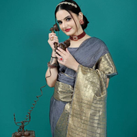 Saree Organza dengan Bordir Payet, Kerjaan Mewah Berkualitas Tinggi, Fashionable, Mudah Dibersihkan, Cocok untuk Acara Spesial, Pakaian Tradisional, Pakaian Pesta