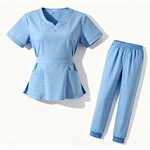 Nuevos Uniformes Médicos de Moda, Conjuntos de Uniformes de Enfermería, Conjuntos de Uniformes Deportivos, Uniformes Femeninos con Cuello en V y Manga Corta - Product Image 1