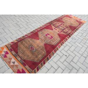 Alfombra turca vintage, diseño de retazos rojo y naranja, estilo clásico, área grande de 29x95 pies, látex de lana, incluye pasillo rectangular, Tabriz - Product Image 2