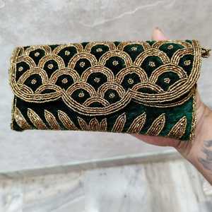 MS Handicraft Tropical Floral Glass Beaded Clutch Forma personalizada y color Fiesta mexicana Monedero con cadena cruzada - Product Image 4