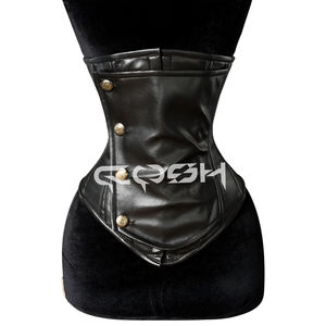 Corsé de cintura gótico de piel sintética al por mayor con cierre frontal y botones laterales de estilo antiguo, proveedor OEM/ODM - Product Image 4