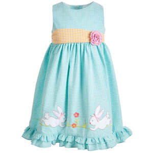 Abito Good Lad in turchese/acqua con motivo a coniglietto in tessuto seersucker per bambine, taglia 4 - Product Image 3