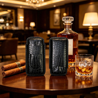Étui à cigares de voyage imperméable à surface lisse personnalisé JH, étui à cigares en cuir avec accessoires couteau coupe-cigares