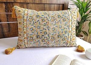 Hand Block <b>Linen</b> Pillow Cover Cushion Cover Hand Block Printed Cotton Cushion Cover for Home Decor - Product Image 2