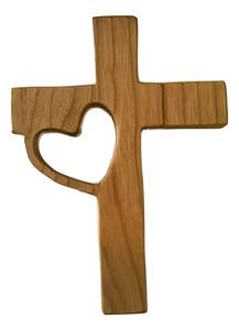 Miniature en bois poli en forme de cœur, sculpture écologique, cadeau religieux pour chrétiens, décoration de mariage, croix - Product Image 2